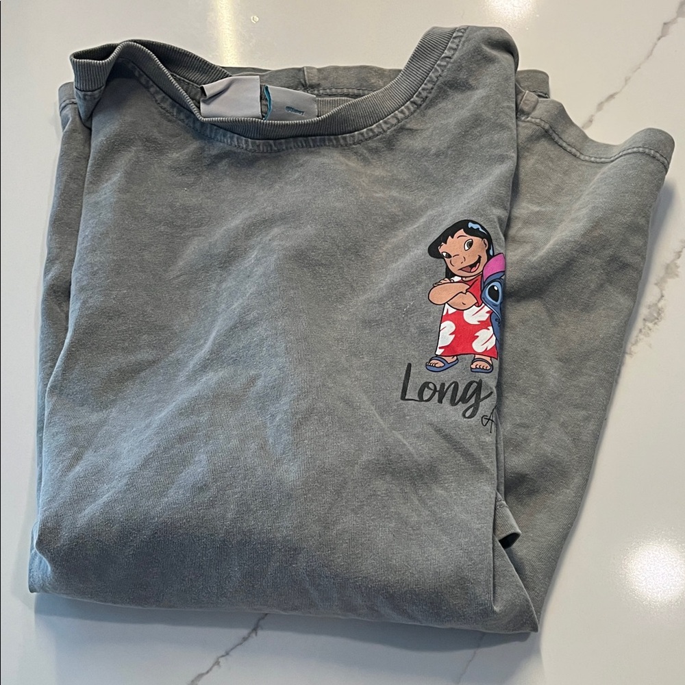 Gray Long Sleeve Shirt with Cartoon Graphic